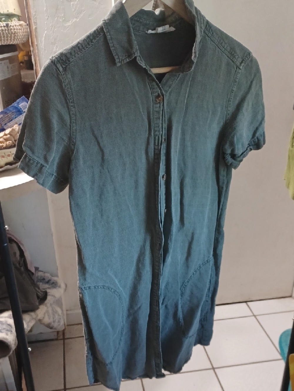 Lucky Brand Men's Short-Sleeve Denim Button-Front Shirt Dress in Teal